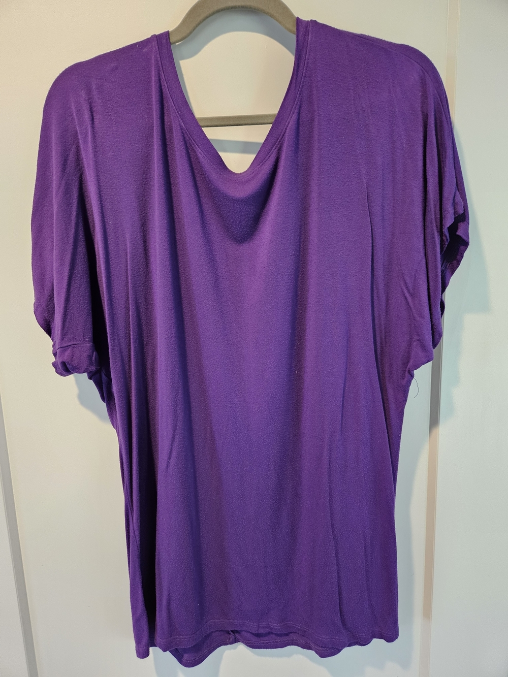 Lock & Love Purple Dolman Sleeve Top Draped Neck Oversized Shirt